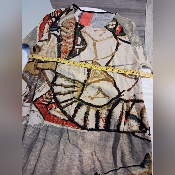 Artsy Abstract Print Short Sleeve Dress - Picture 7 of 9